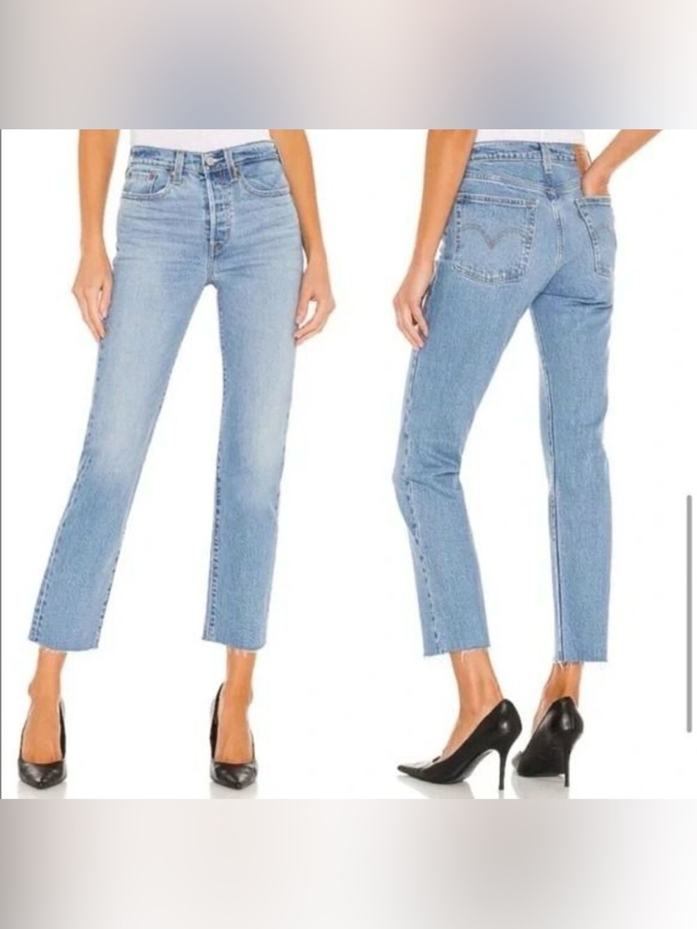 levi's wedgie straight high rise raw hem size 24 medium wash